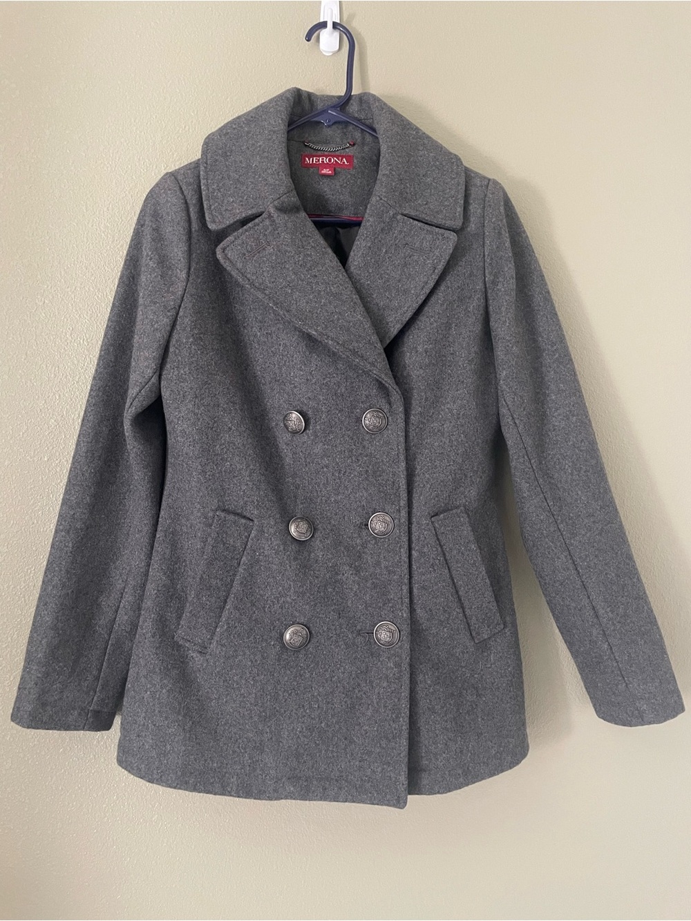 Merona Women's Gray Double-Breasted Peacoat Size S/P